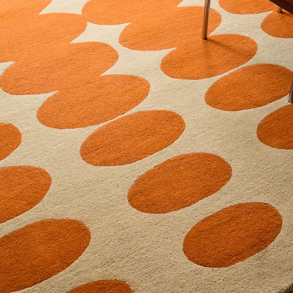 Optical Oval Orange/Sand Teppich | Größe: 160 × 230 cm