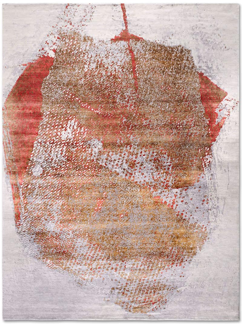 Gold Coral auf Hellgrau Teppich | Größe: 183 x 274 cm