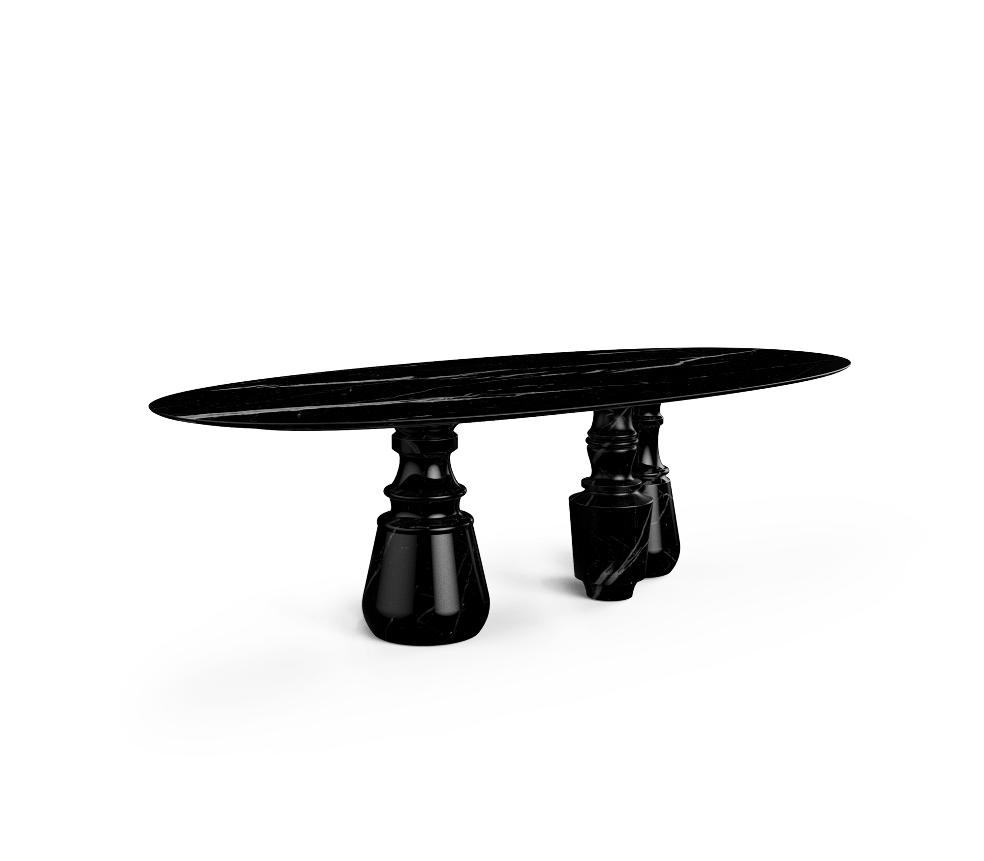 Obsidian Ovaler XL Nero Marquina Esstisch
