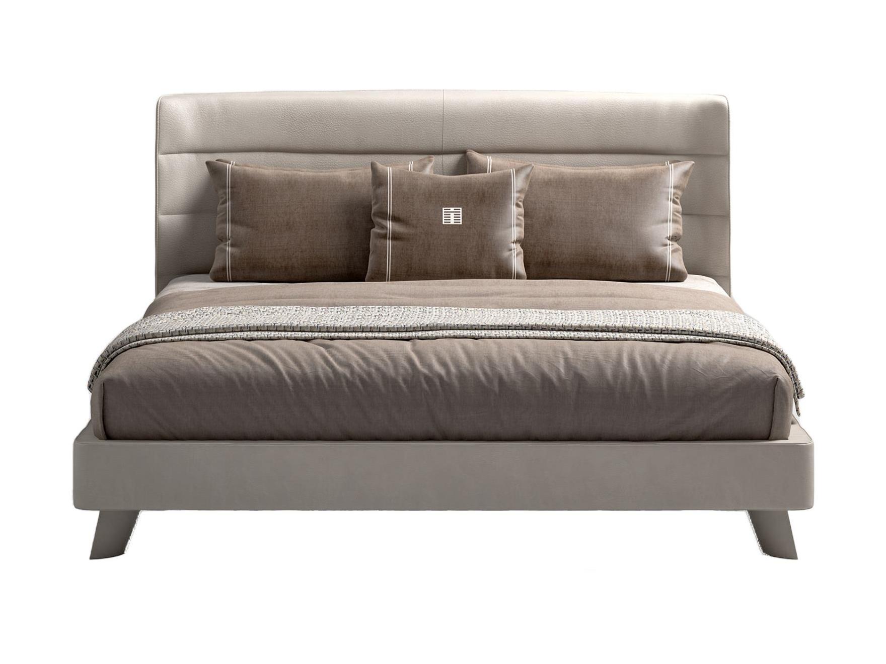 Lederbezogenes Bett mit Kopfteil