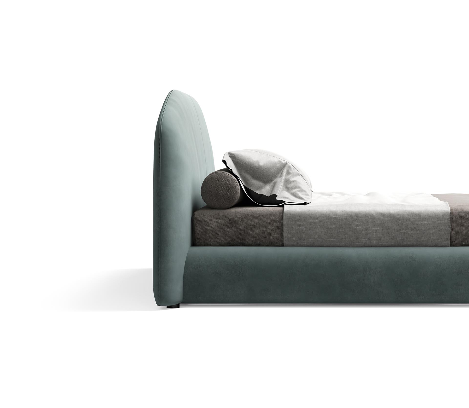 Bett mit verdeckten Füßen und Kopfteil