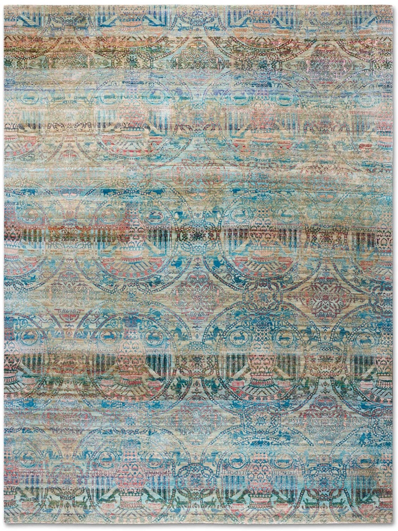 Original auf Elfenbein-Türkis Teppich | Größe: 183 x 274 cm