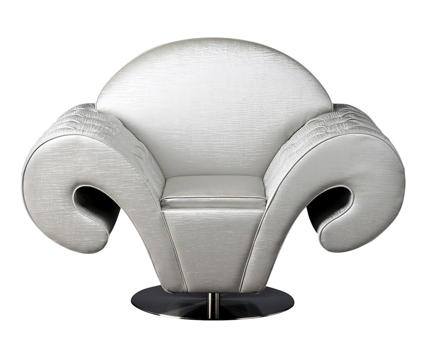 Silhouette White Swivel Armchair