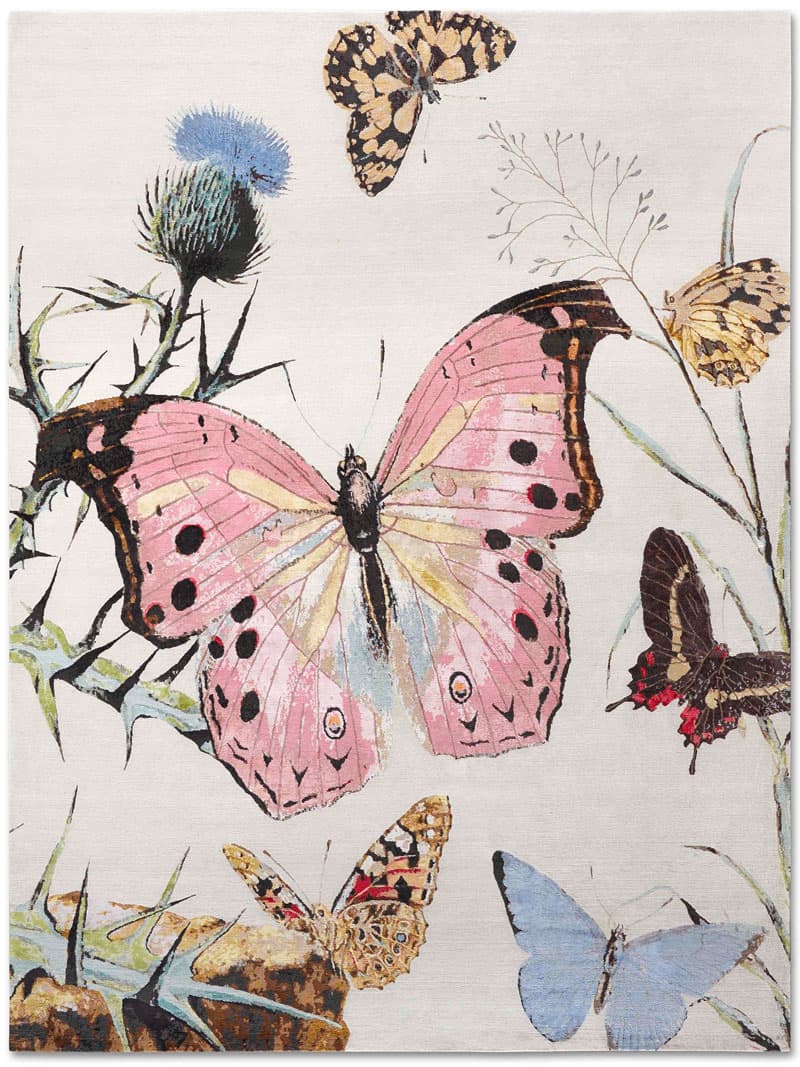 Butterfly Original Grau‑Weiß Teppich | Größe: 305 x 427 cm