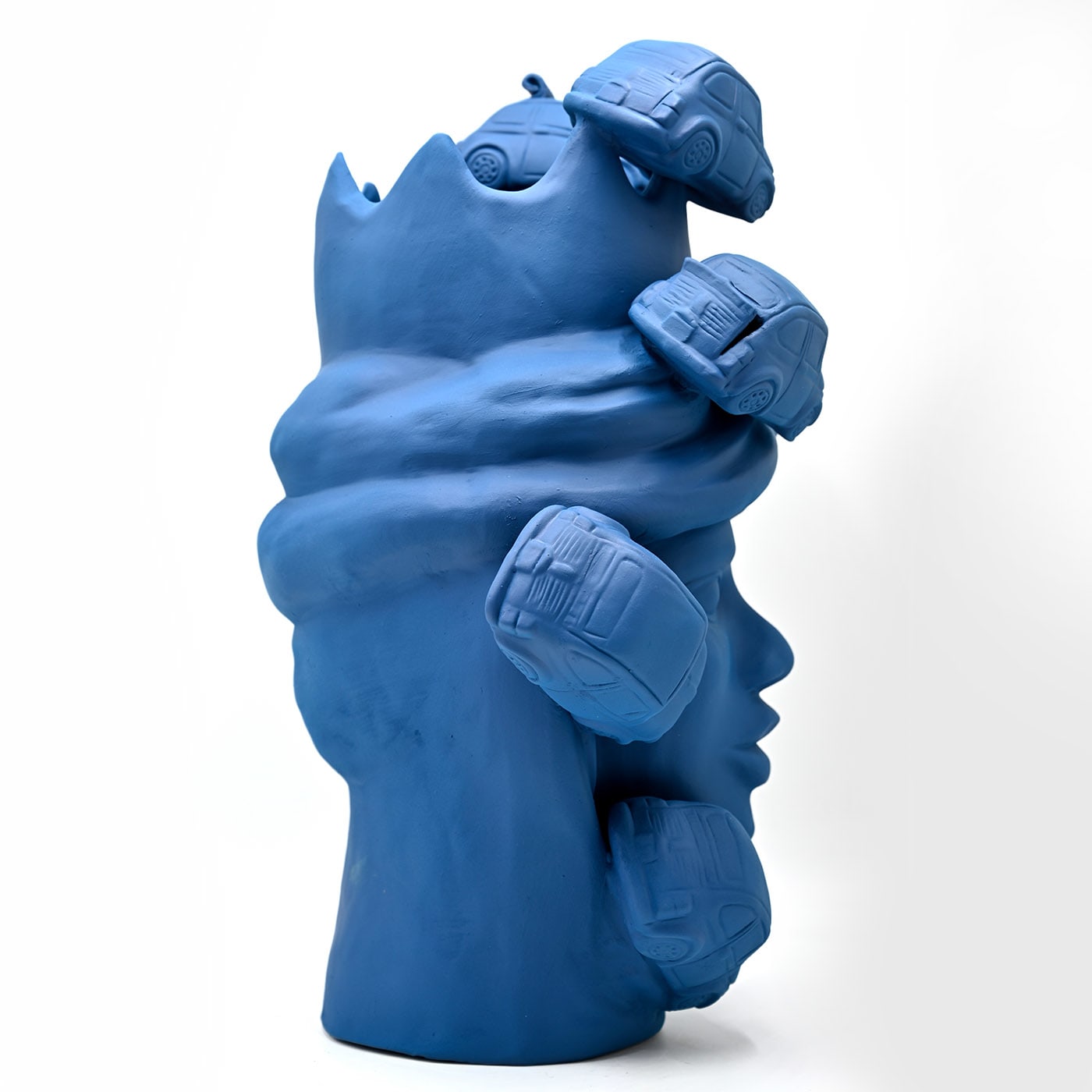 Maure‑Kopf matt blaue Skulptur