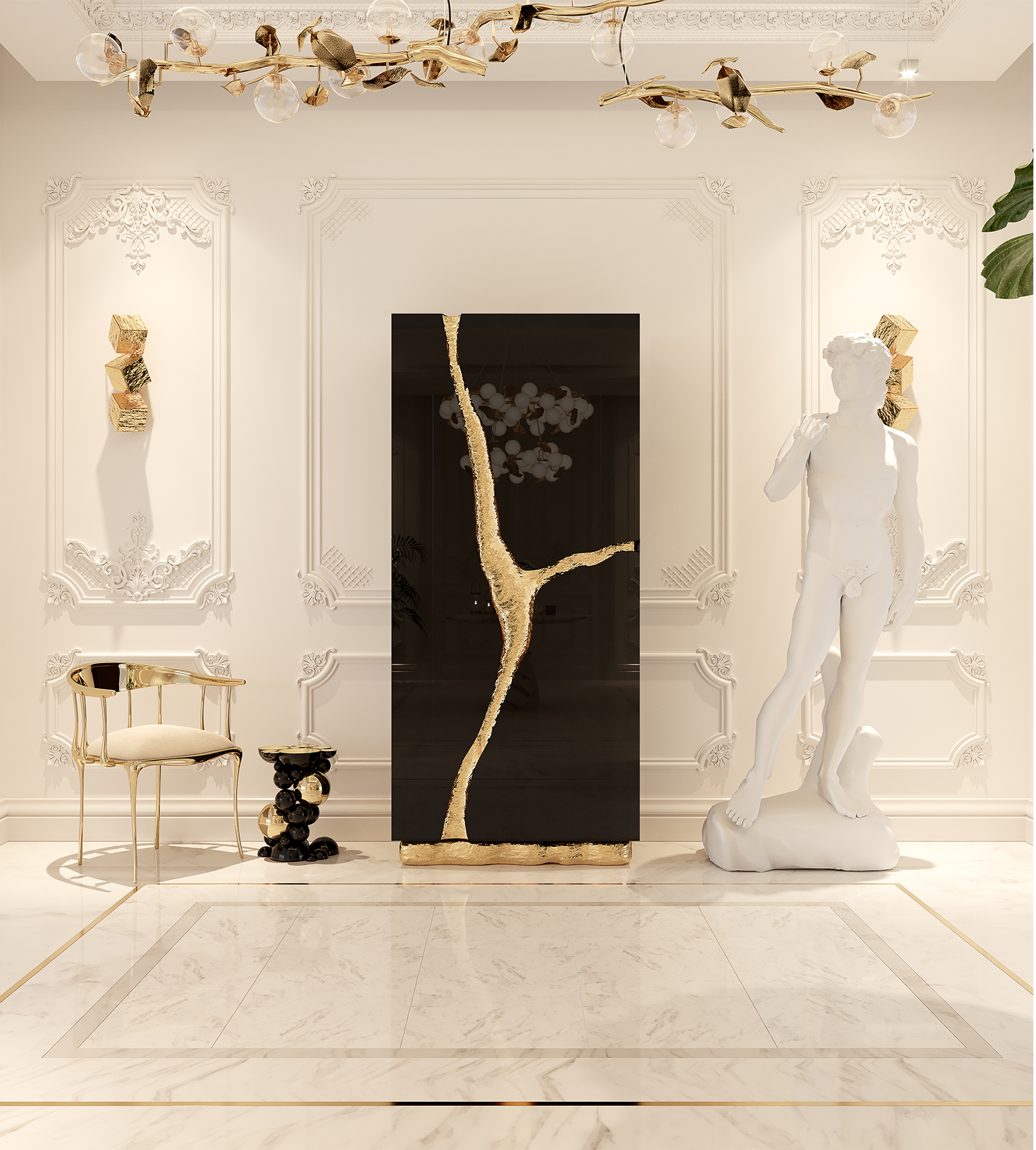 Fissure Schwarzer Schrank