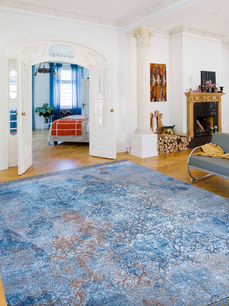Ferahan Splash Turquoise Teppich | Größe: 274 x 365 cm
