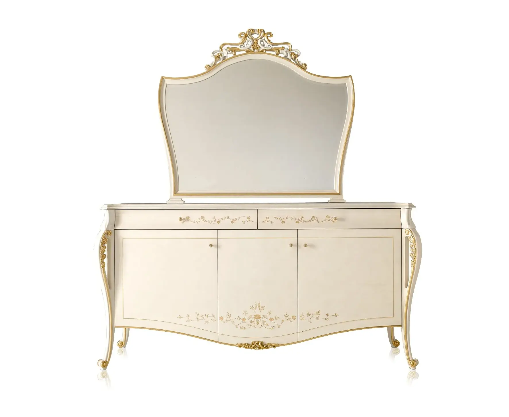 Italienisches Elfenbeine‑Sideboard | Konfiguration: Mit Spiegel