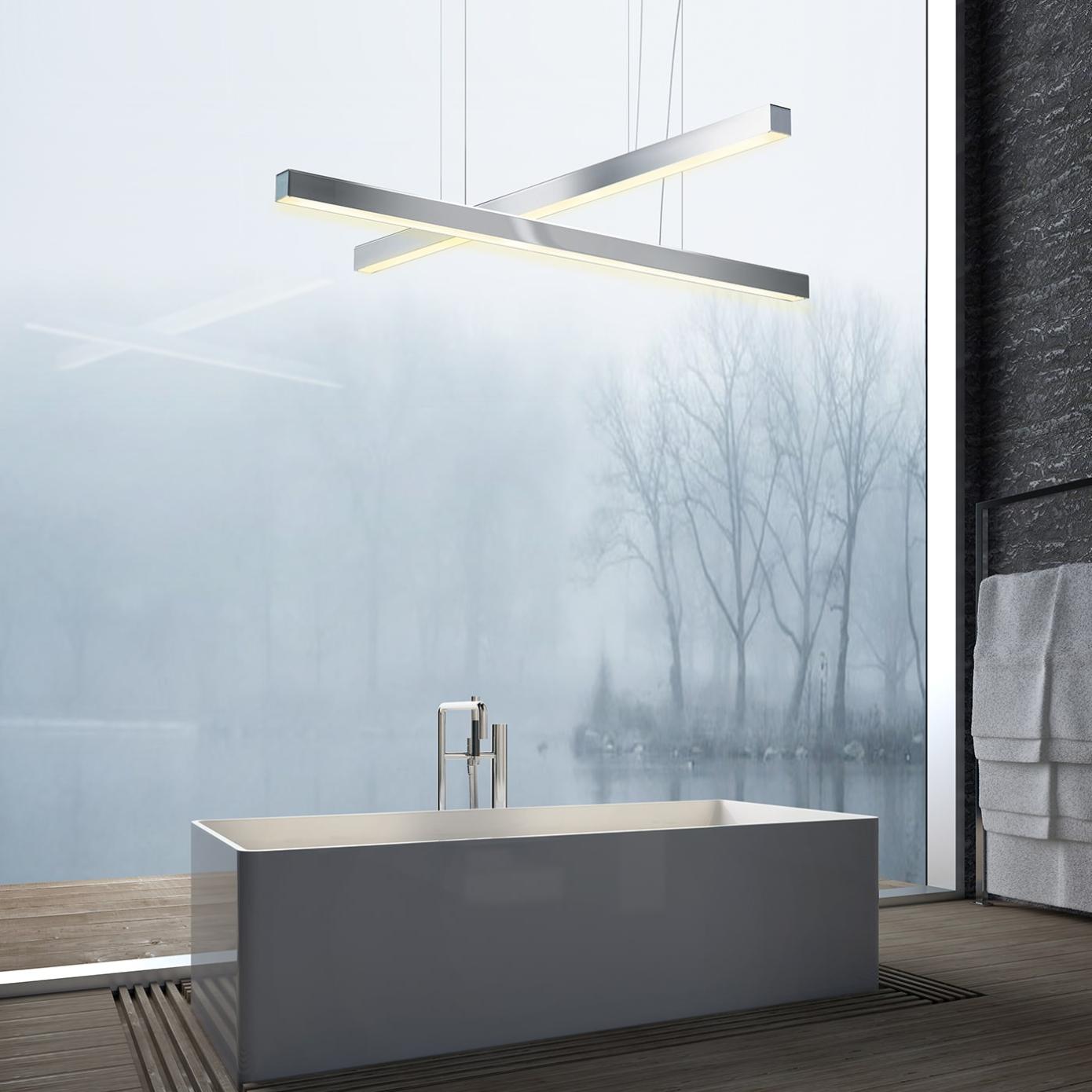 Polierter Nickel Linearer LED-Pendelleuchter