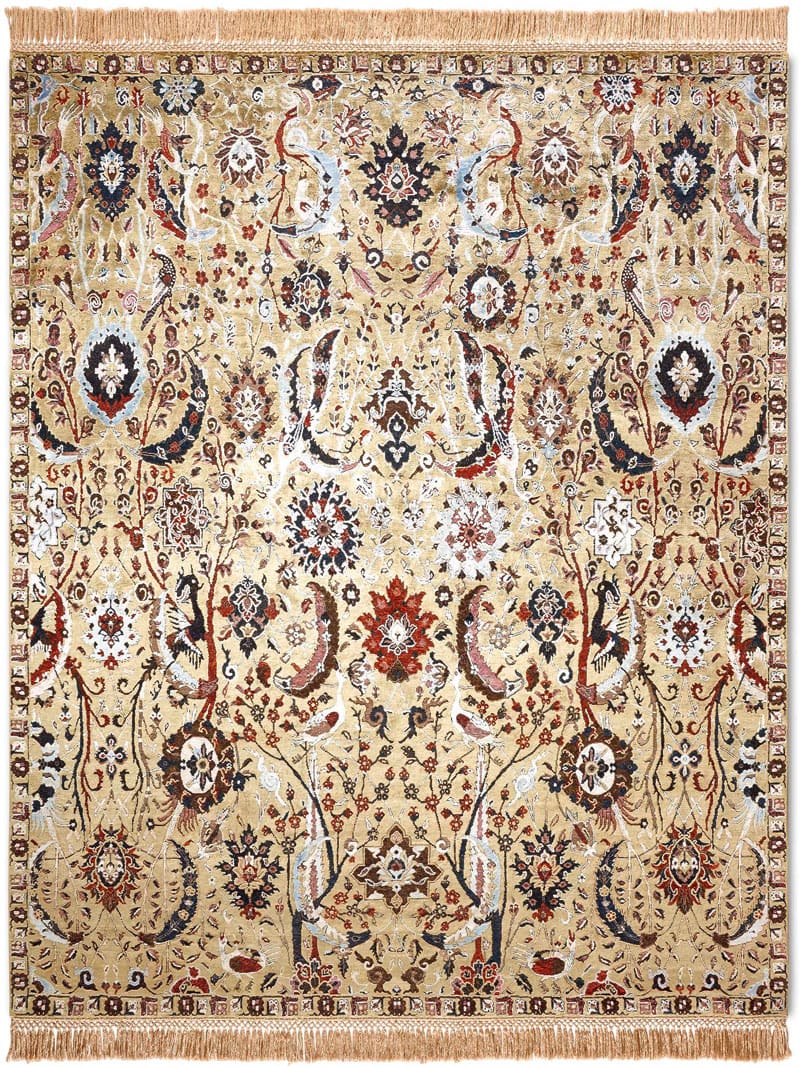 Kerman Reverse Original auf Kaiser‑Gelb Teppich | Größe: 170 x 240 cm