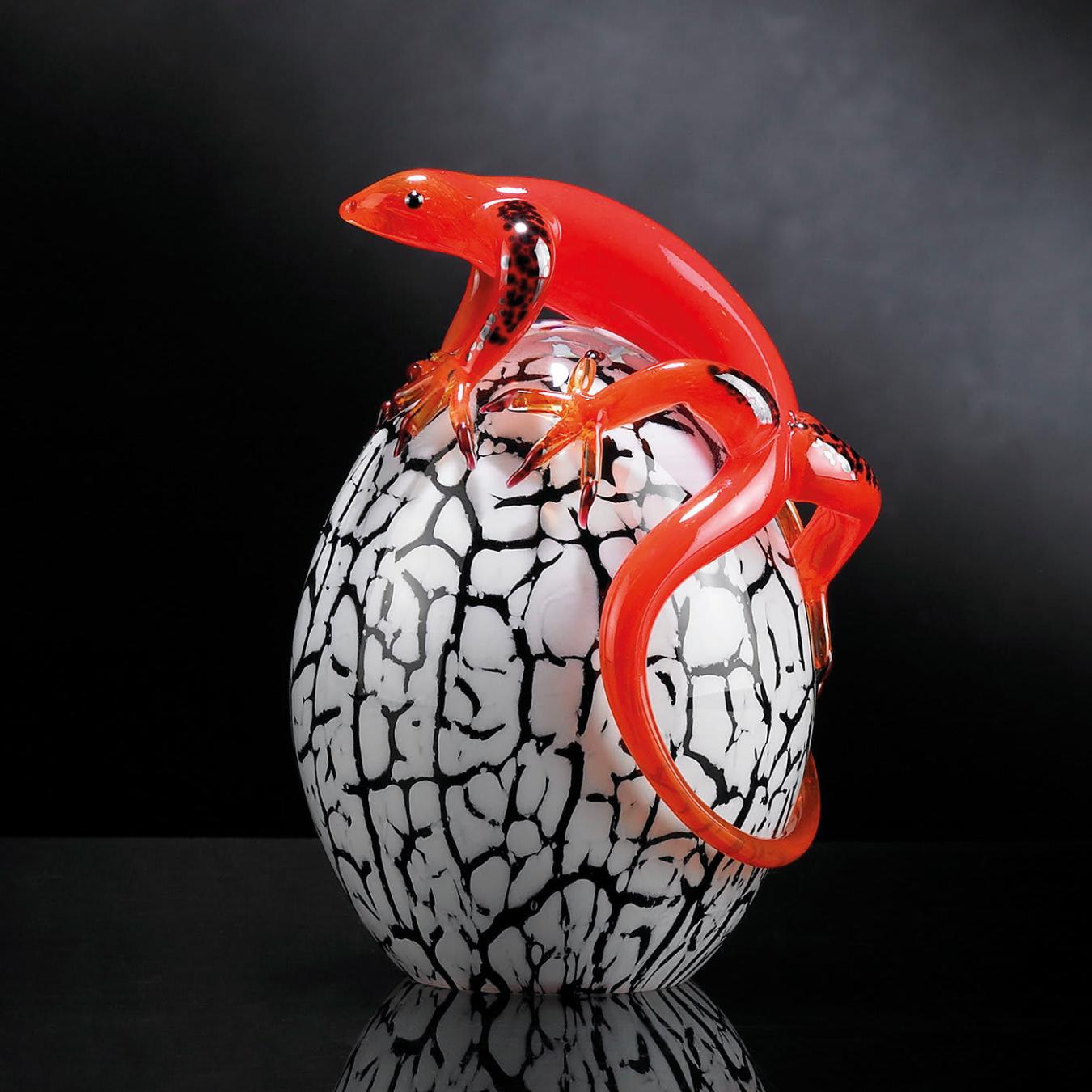 Glasei mit Gecko Figur