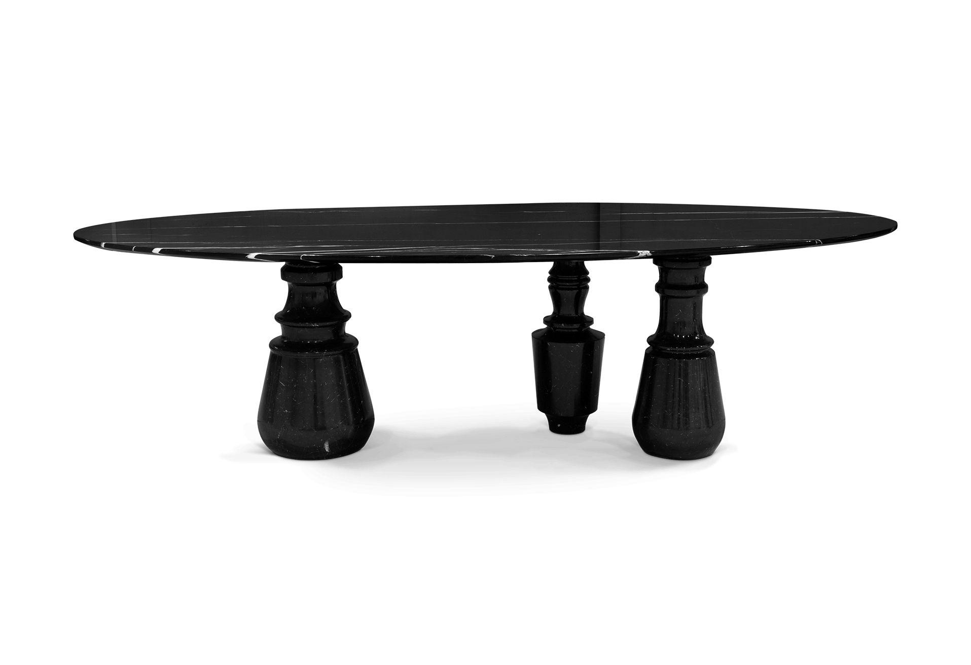 Obsidian Ovaler XL Nero Marquina Esstisch