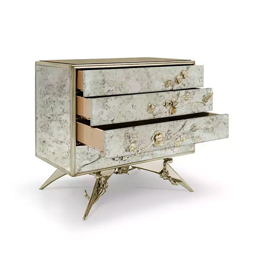 Mirage Gealterter Spiegel‑Nachttisch