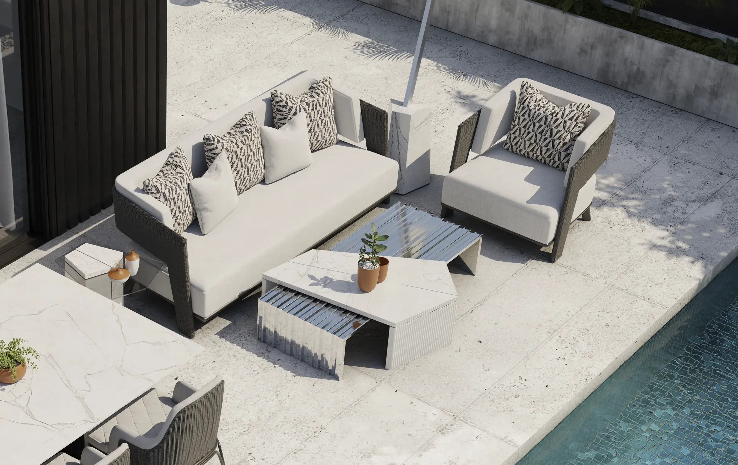 Crown graues Outdoor‑Sofa