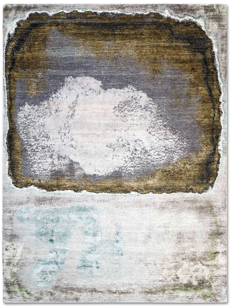 GreenRust auf Grau Teppich | Größe: 183 x 274 cm