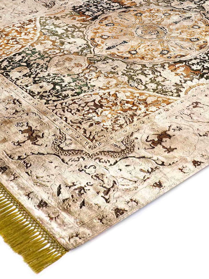 Gold auf Grünmix Teppich | Größe: 170 × 240 cm