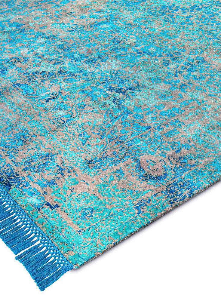Electric Blue auf Naturgrau Teppich | Größe: 300 × 400 cm