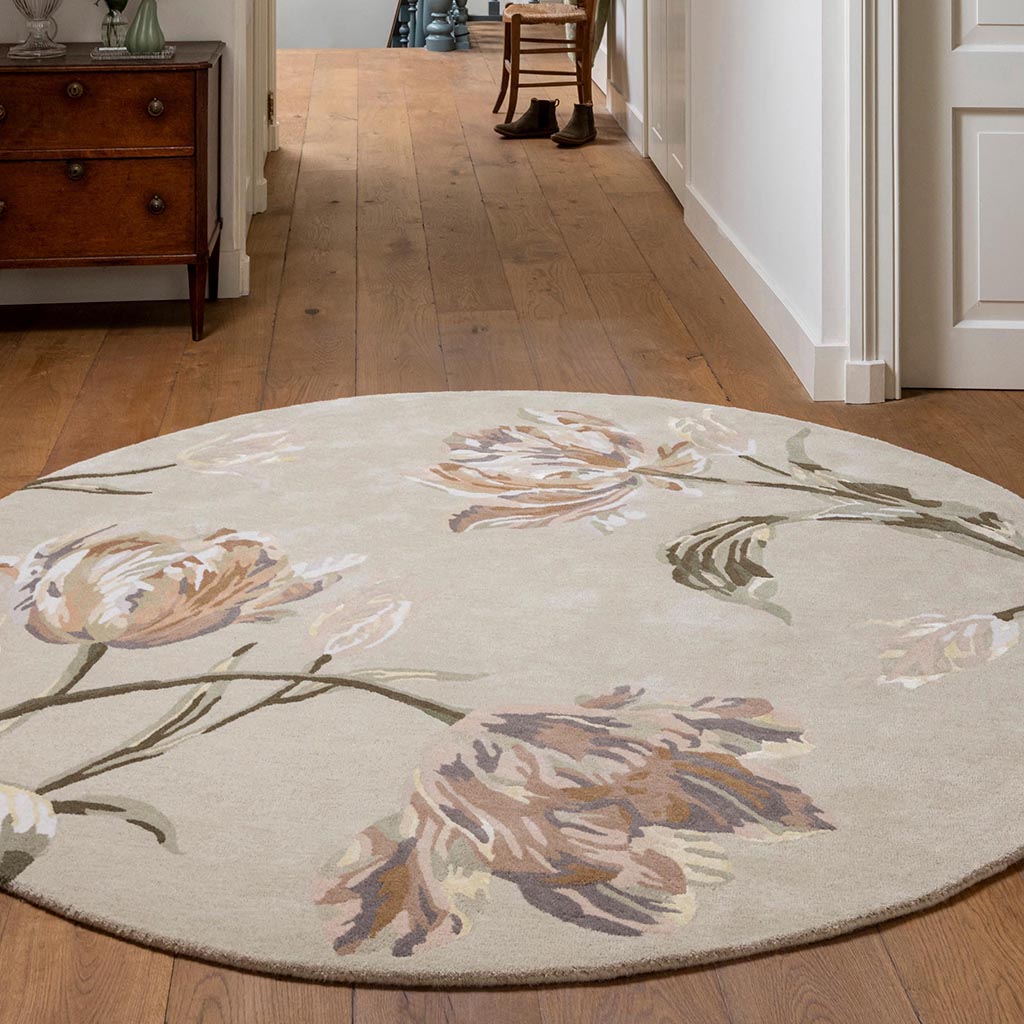 Gosford Natural/Sage Green Round Teppich | Größe: Ø 200 cm