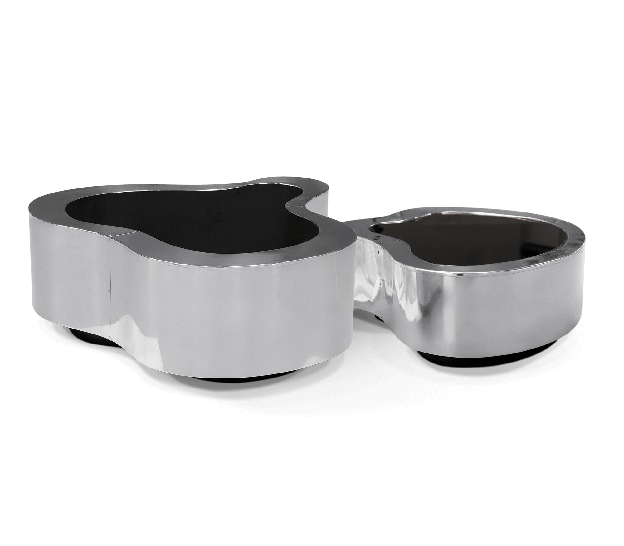 Crest Polierter Edelstahl Couchtisch‑Set | Konfiguration: Small