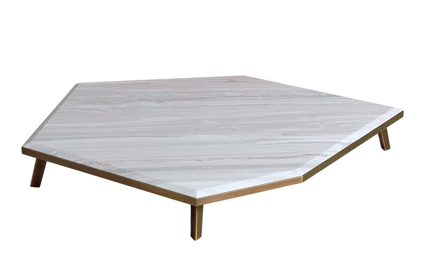 Ausziehbarer Couchtisch mit Marmor