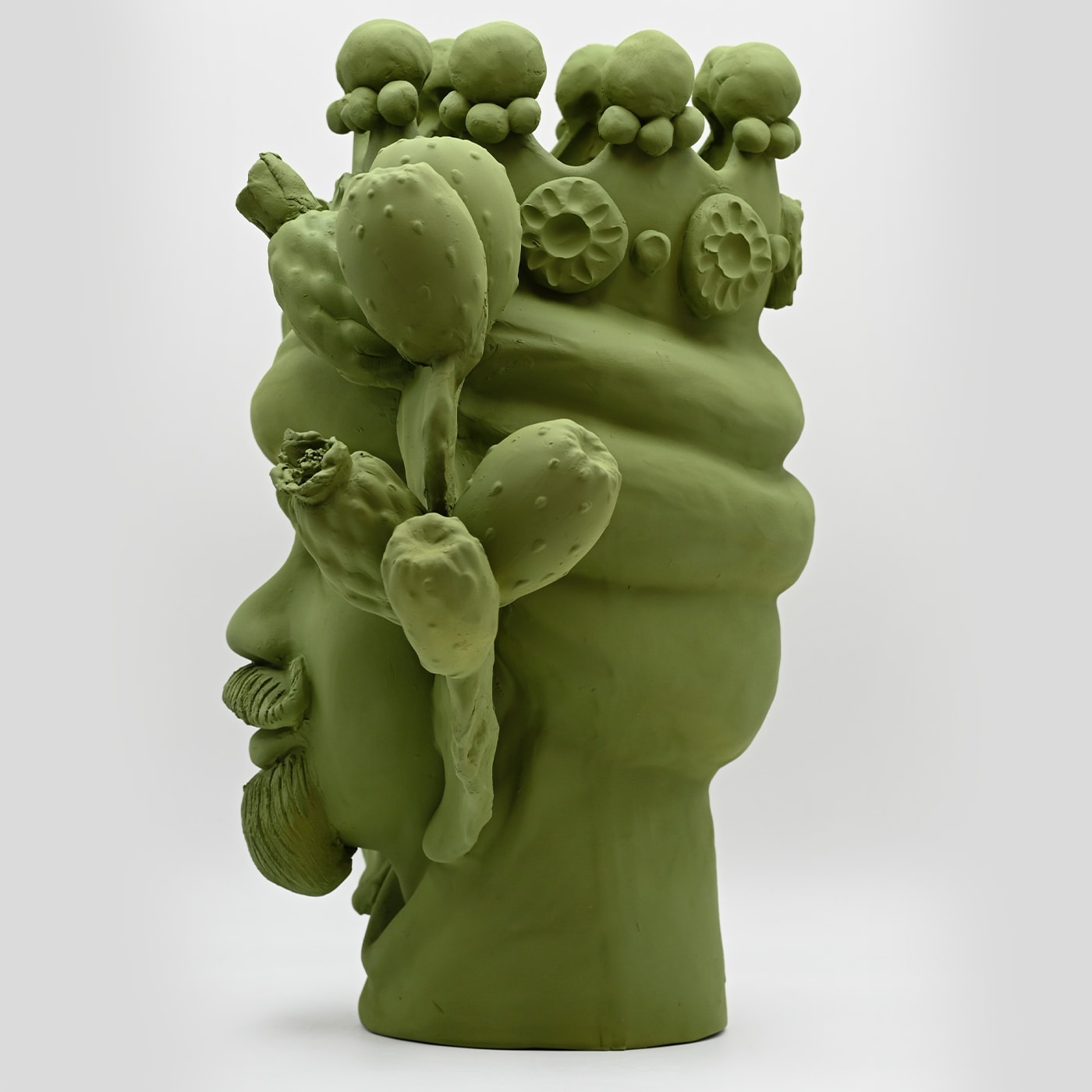 Maure‑Kopf grün handgefertigte Skulptur