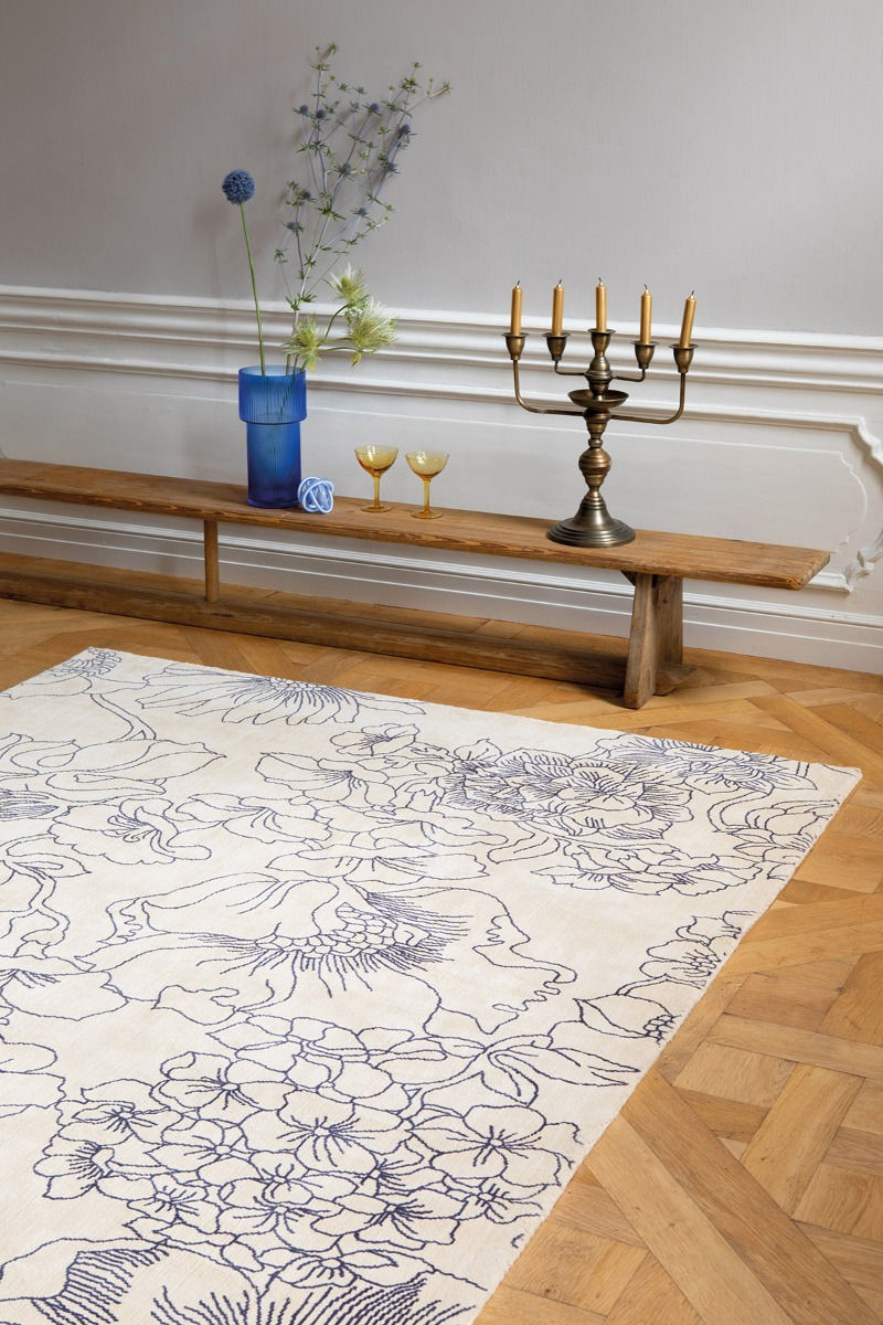 Linear Floral Blue 162508 Teppich | Größe: 250 x 350 cm