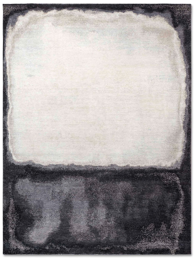 White Grey auf Schwarz Teppich | Größe: 122 x 183 cm