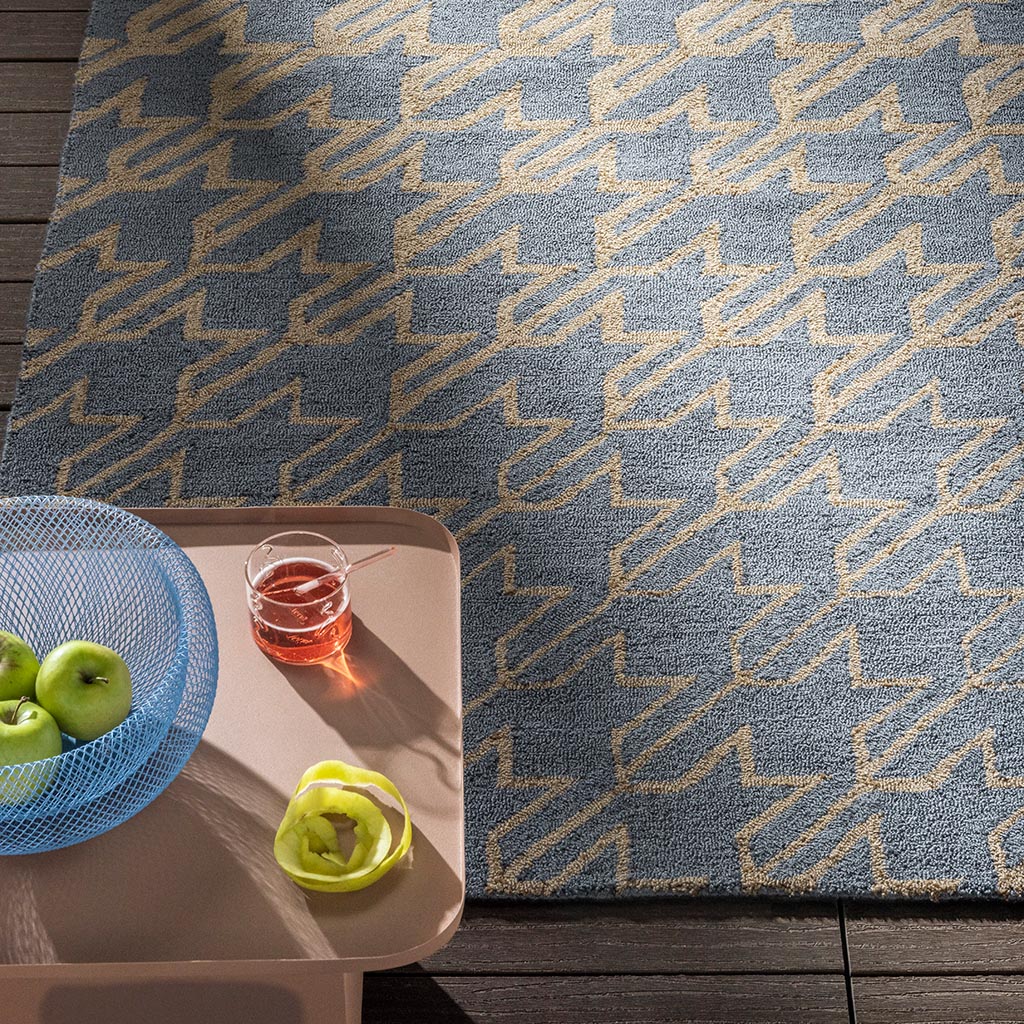 TB Houndstooth Wasserblau Outdoor 455708 Teppich | Größe: 250 x 350 cm