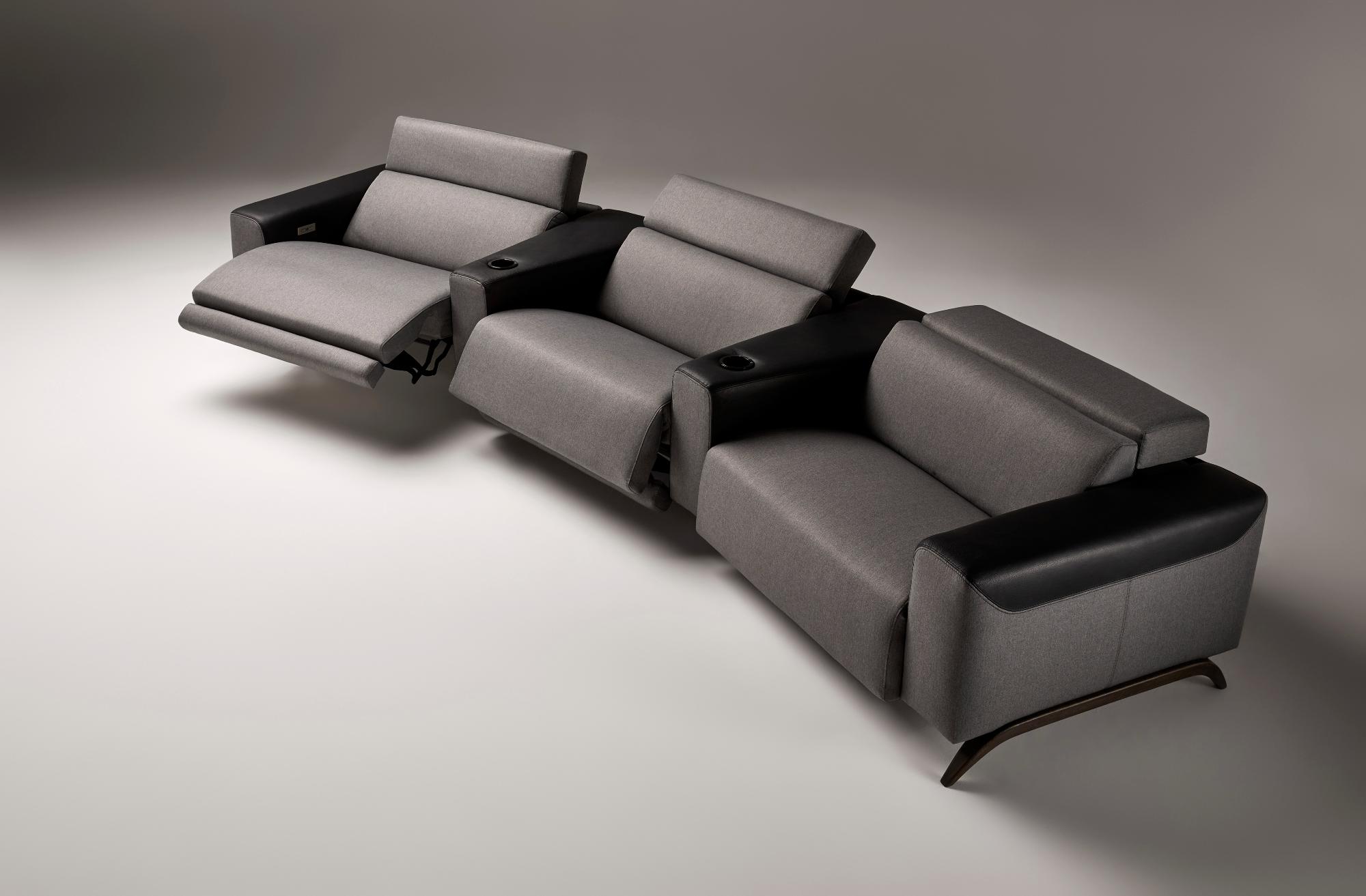 Atlanta Graues 3-Sitzer Geschwungenes Sofa