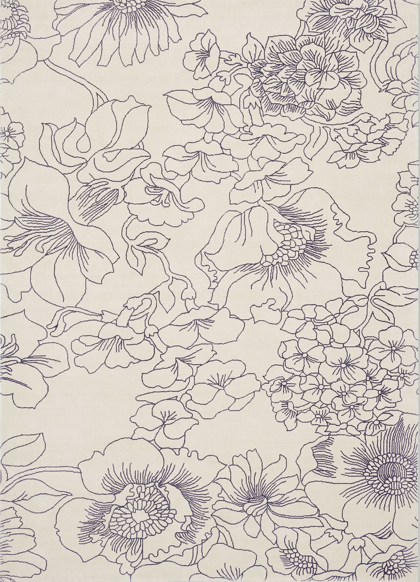 Linear Floral Blue 162508 Teppich | Größe: 250 x 350 cm