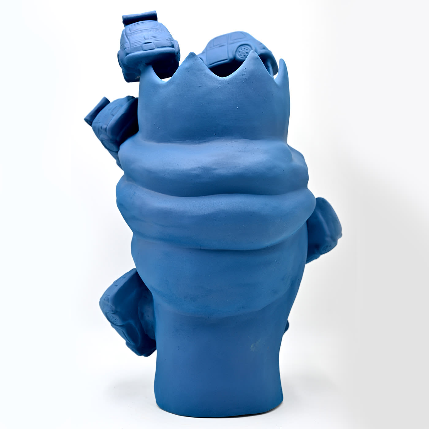 Maure‑Kopf matt blaue Skulptur