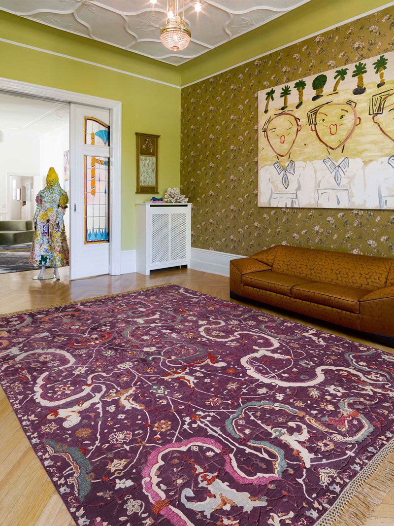 Tabriz Reverse Original auf Tiefviolett Teppich | Größe: 300 x 400 cm