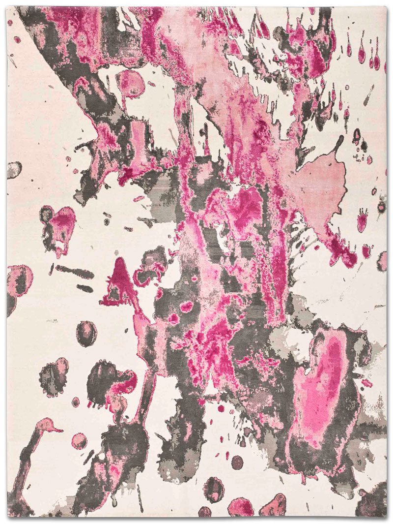 Two Tones Pink Mountain auf Weiß Teppich | Größe: 300 x 400 cm