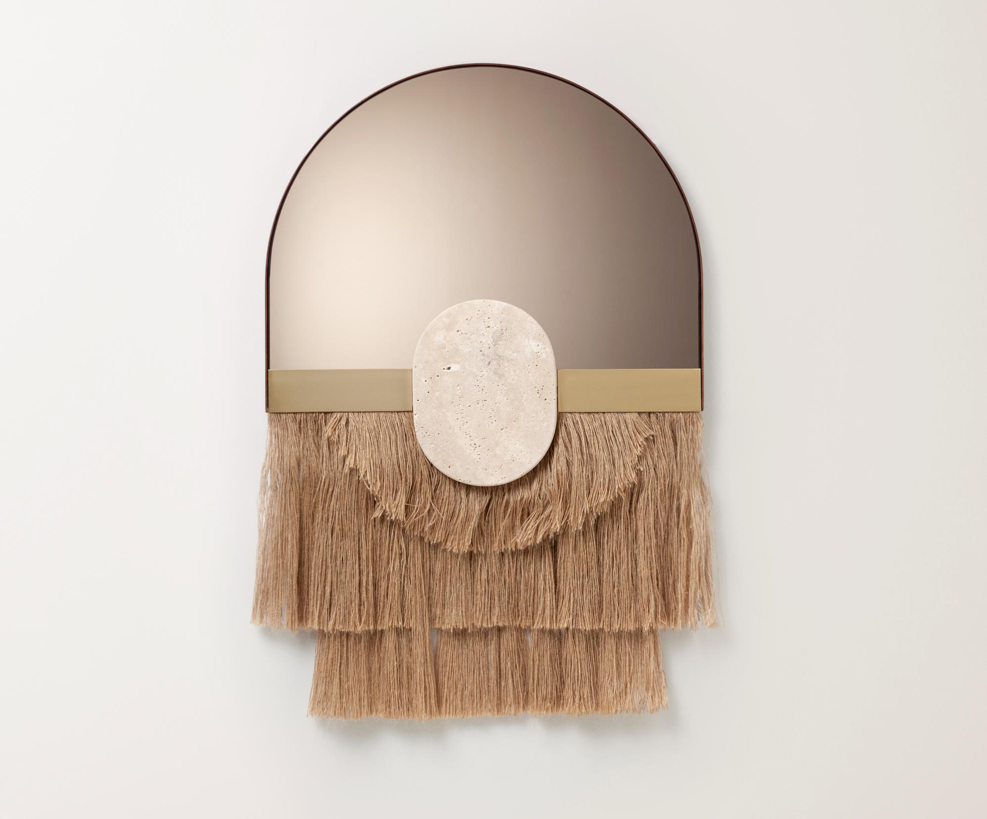 Souk Ecru Linen Dekorativer Wandspiegel