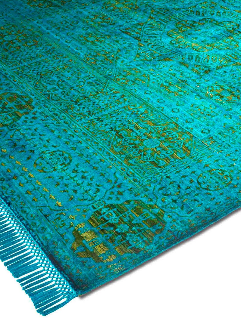 Electric Blue auf Green Mix Teppich | Größe: 365 x 457 cm
