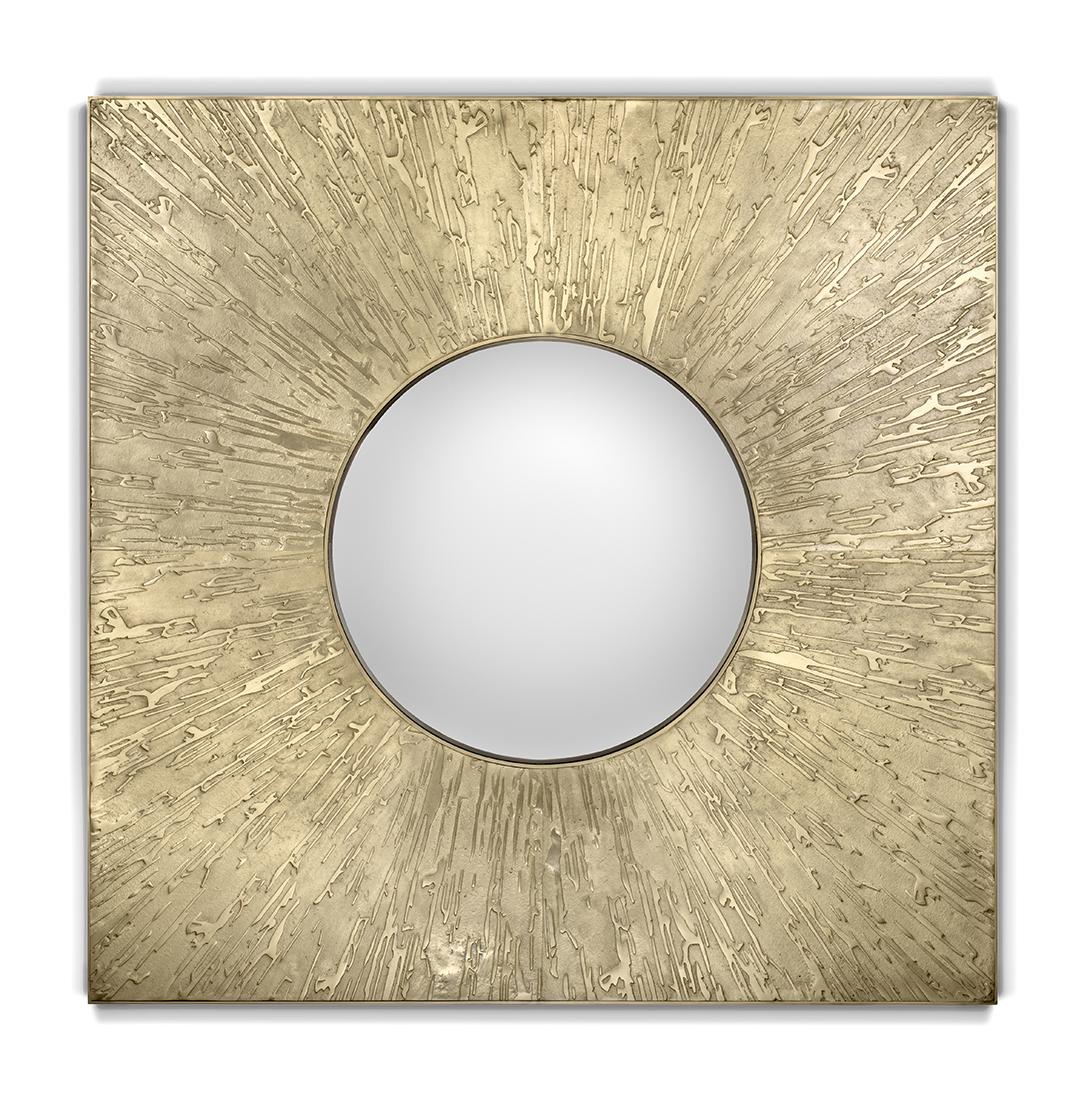 Quadratischer Messing-Akzent-Wandspiegel