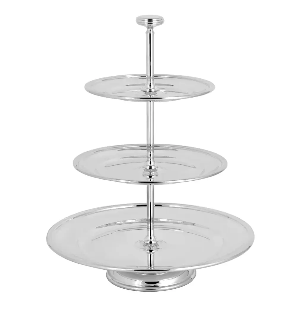 Versilberter dreistufiger kleiner Etagère für Kuchen