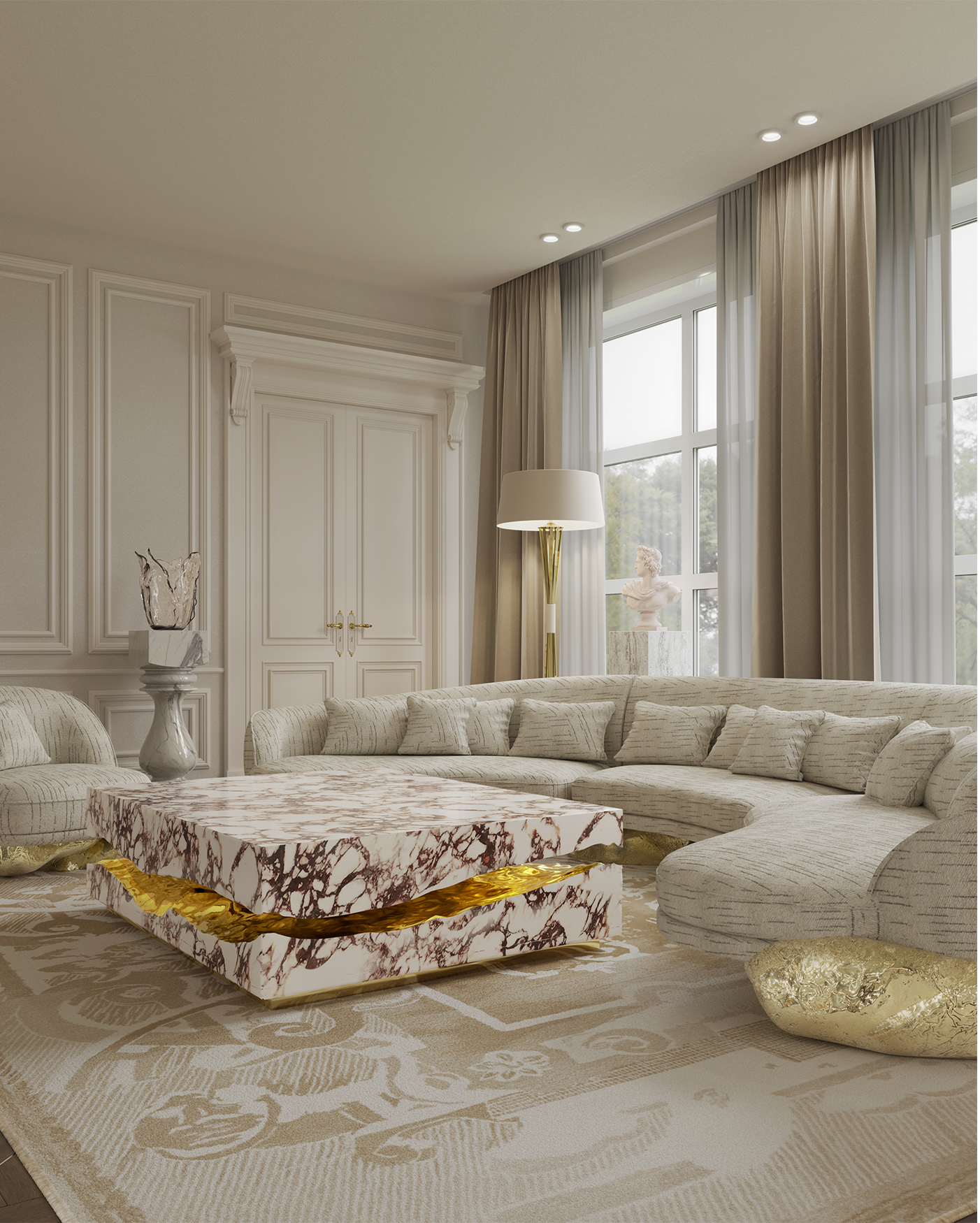 Boulder Calacatta Violla Marmor Tisch