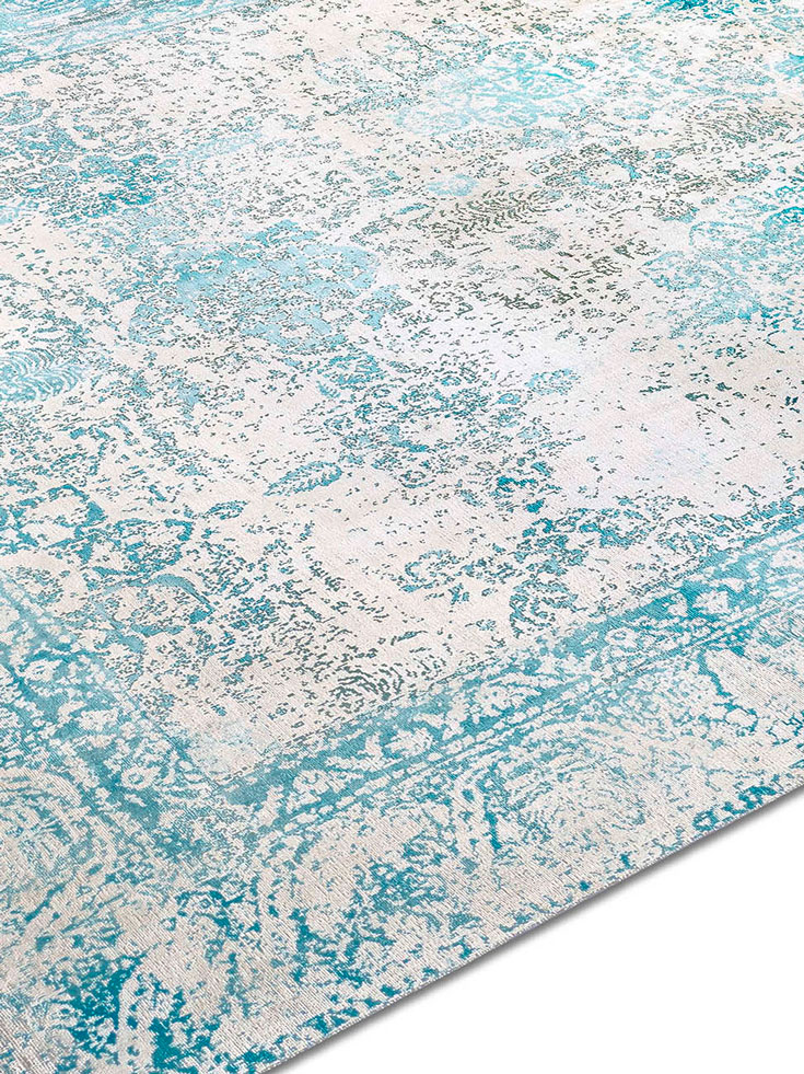ZeroPile Ex Electric Blue auf Creme Teppich | Größe: 305 x 427 cm