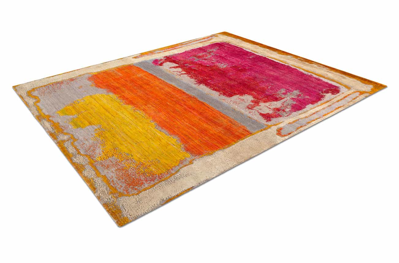 Magenta Copper Yellow auf Grau Teppich | Größe: 250 x 300 cm