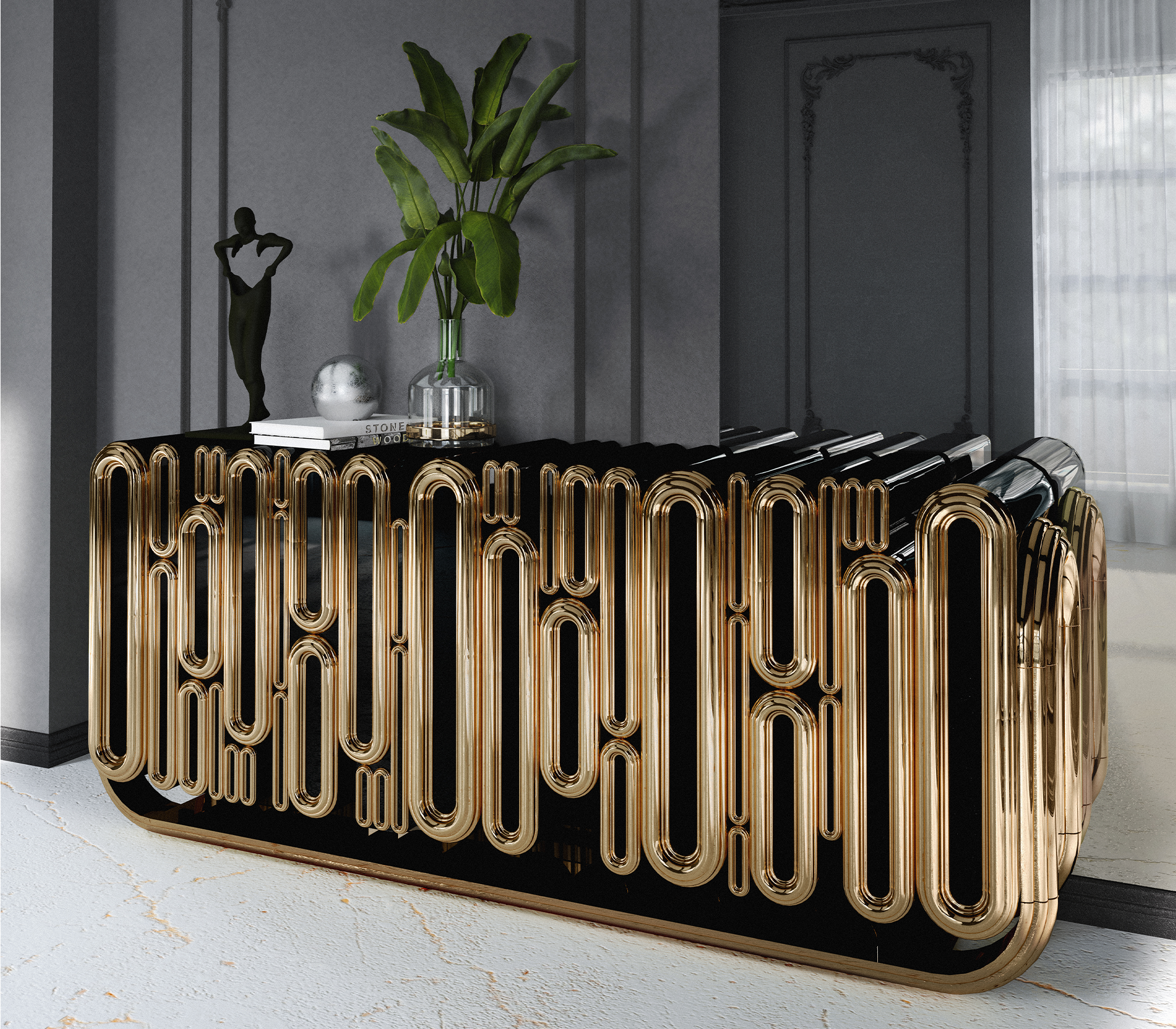 Ellipse Gold‑Sideboard