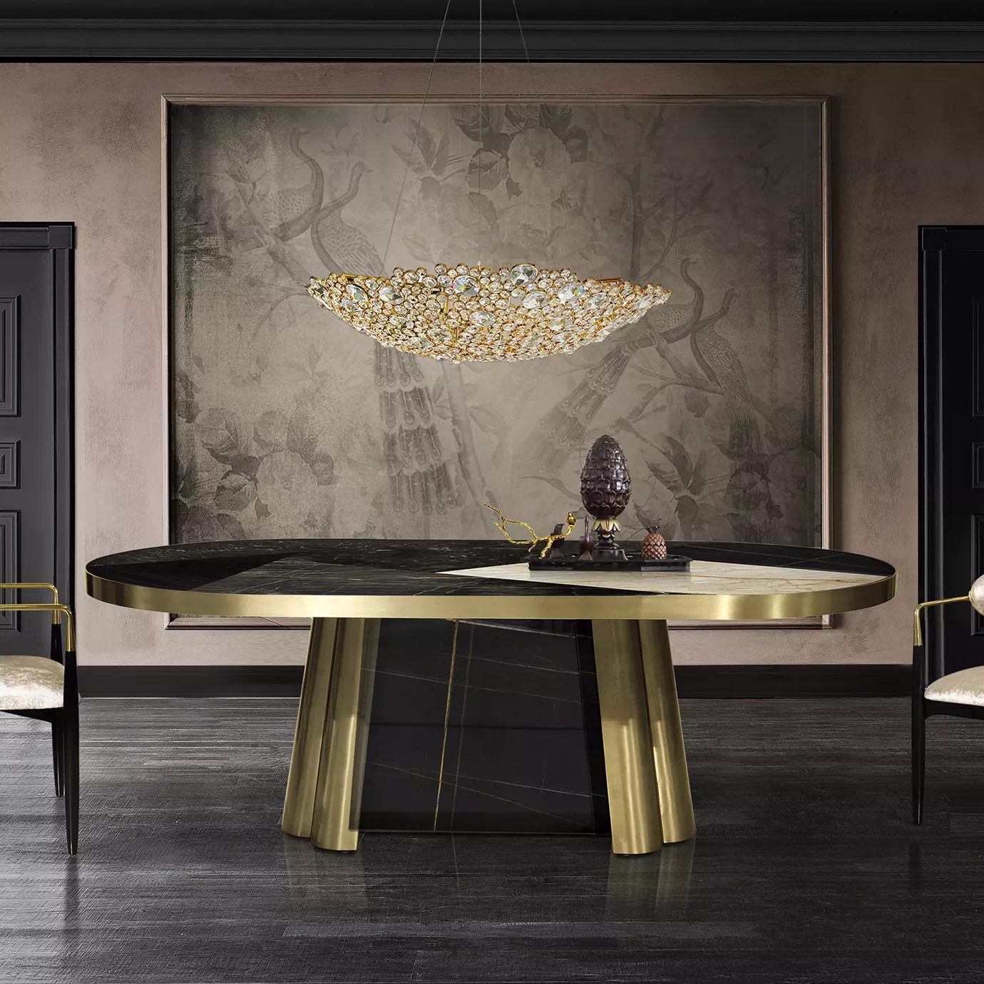 Decovita Schwarz‑Gold Granit‑Esstisch