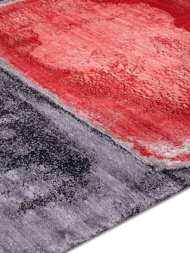 Red Silver auf Schwarz Teppich | Größe: 365 x 457 cm