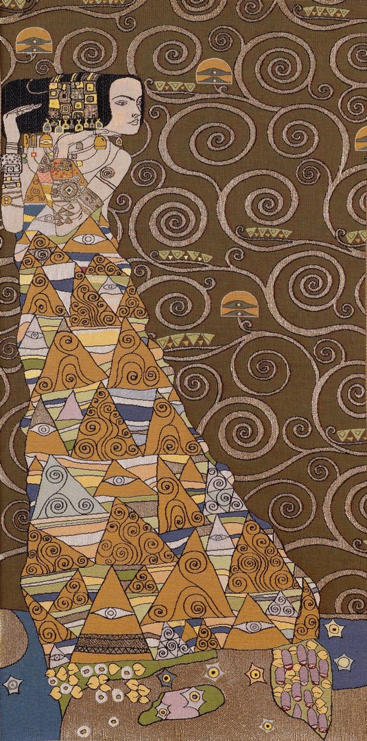 Die Dame von Klimt Braun (links) Wandteppich | Größe: 50 x 100 cm