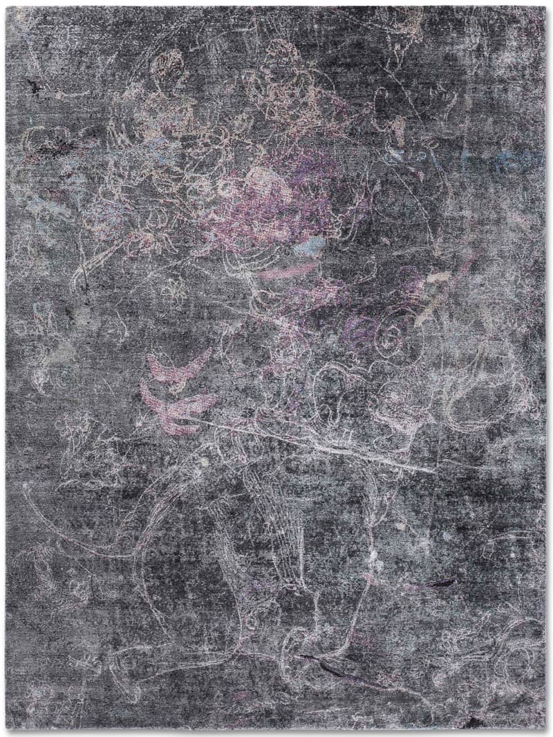 Dreaming Elephant Purple Grey auf Jade Teppich | Größe: 305 x 427 cm