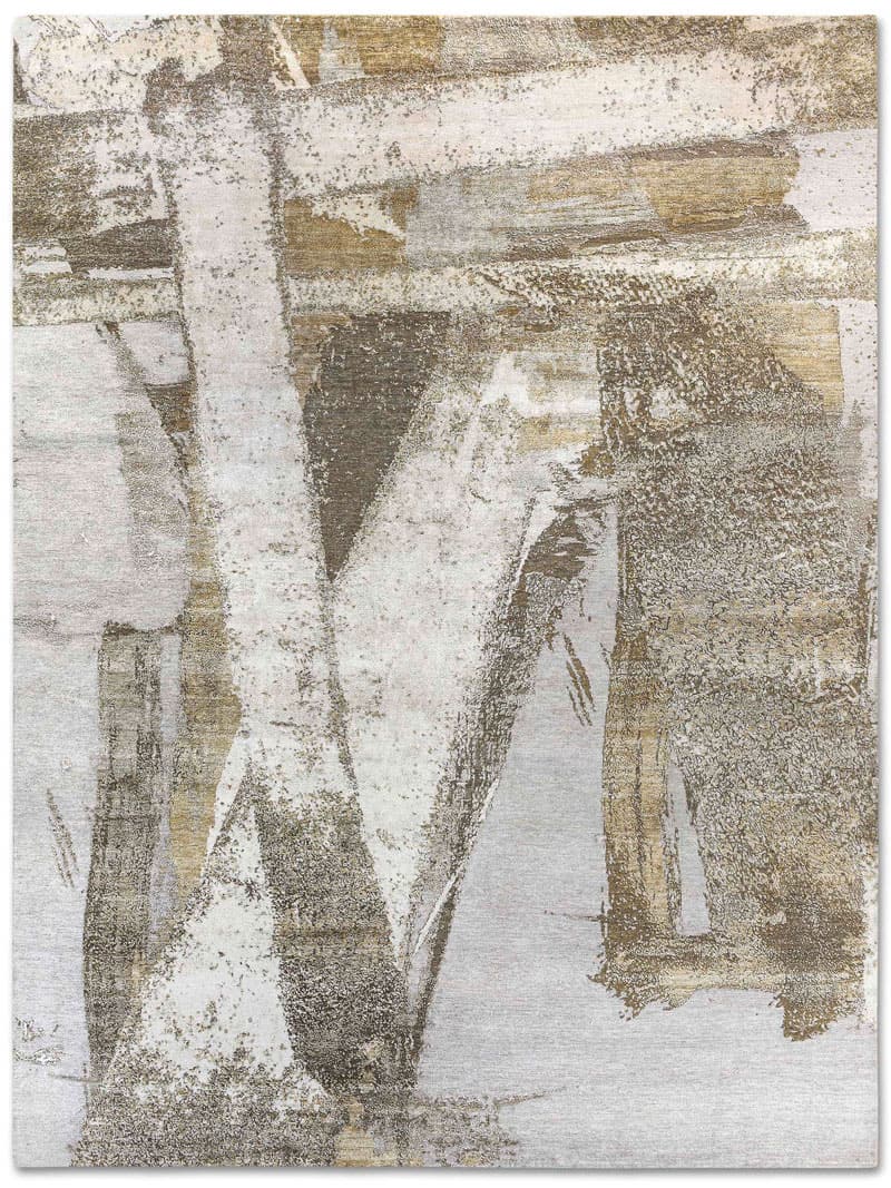 Gold auf Hellgrau Teppich | Größe: 250 x 300 cm