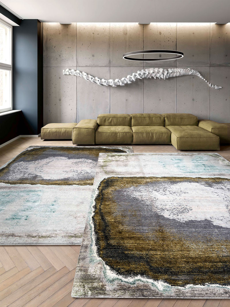 GreenRust auf Grau Teppich | Größe: 183 x 274 cm