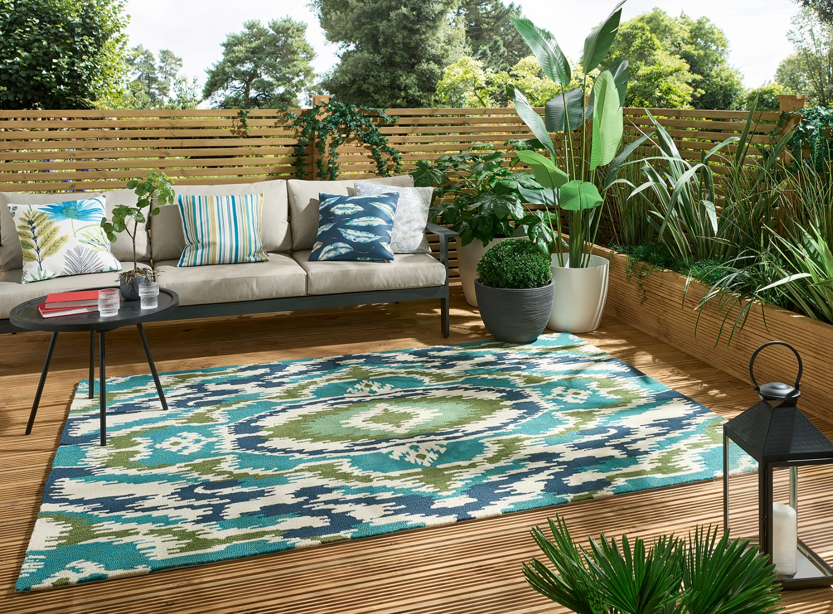 Ixora Emera/Palm/Chartr outdoor 442007 Teppich | Größe: 140 x 200 cm
