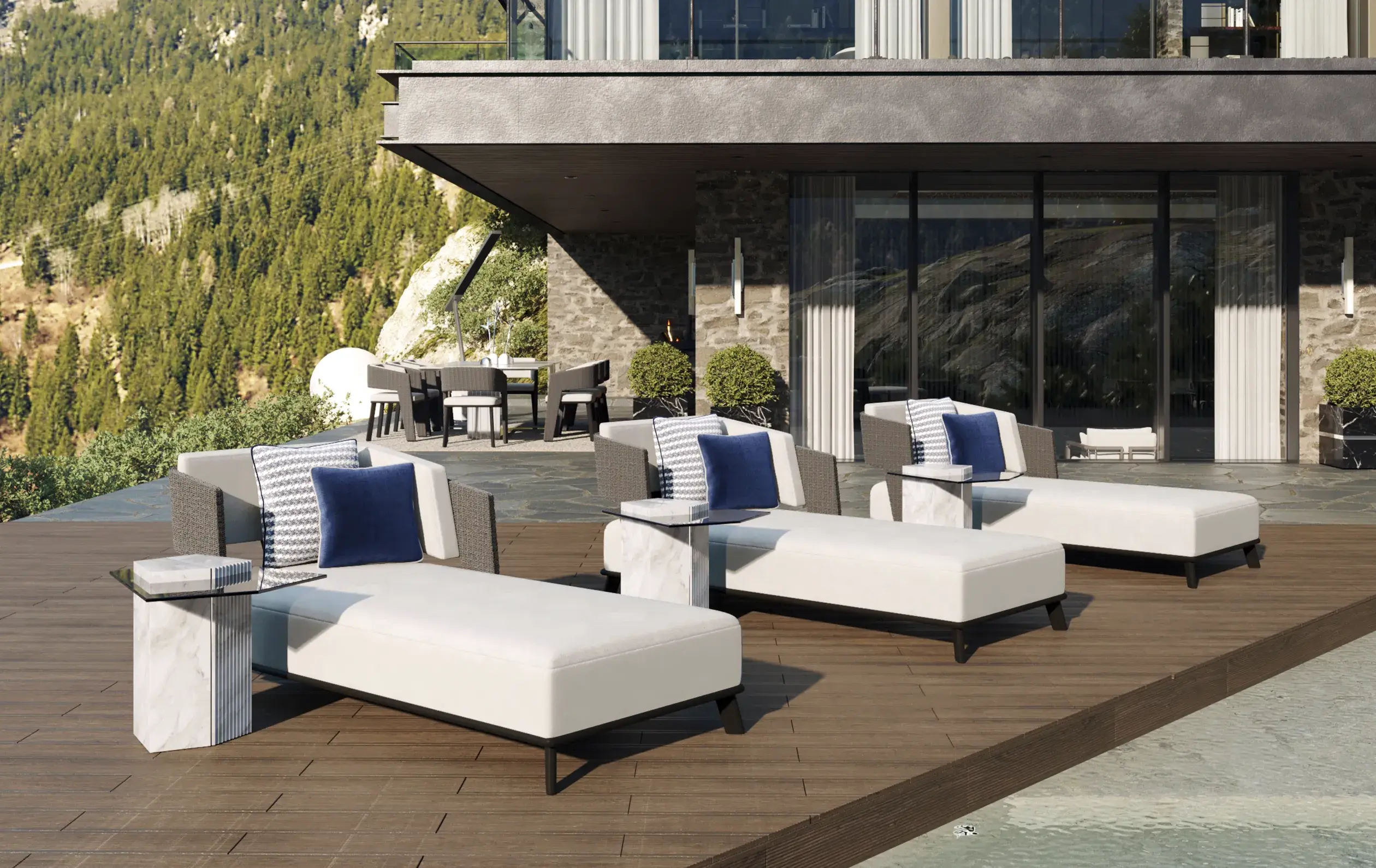 Crown graue Chaise‑Longue - 1