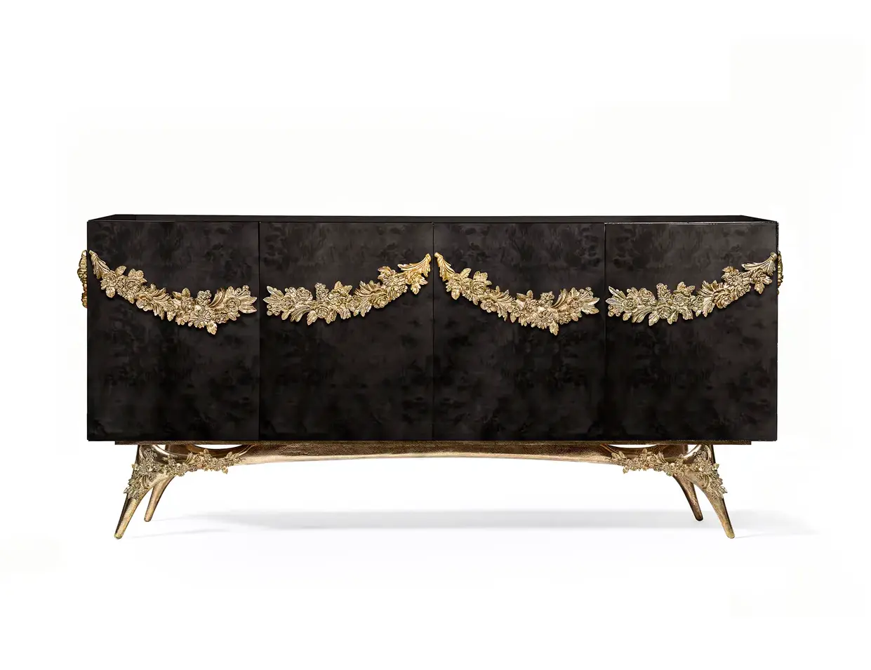 Majestica Schwarzes Pappelwurzelfurnier‑Sideboard